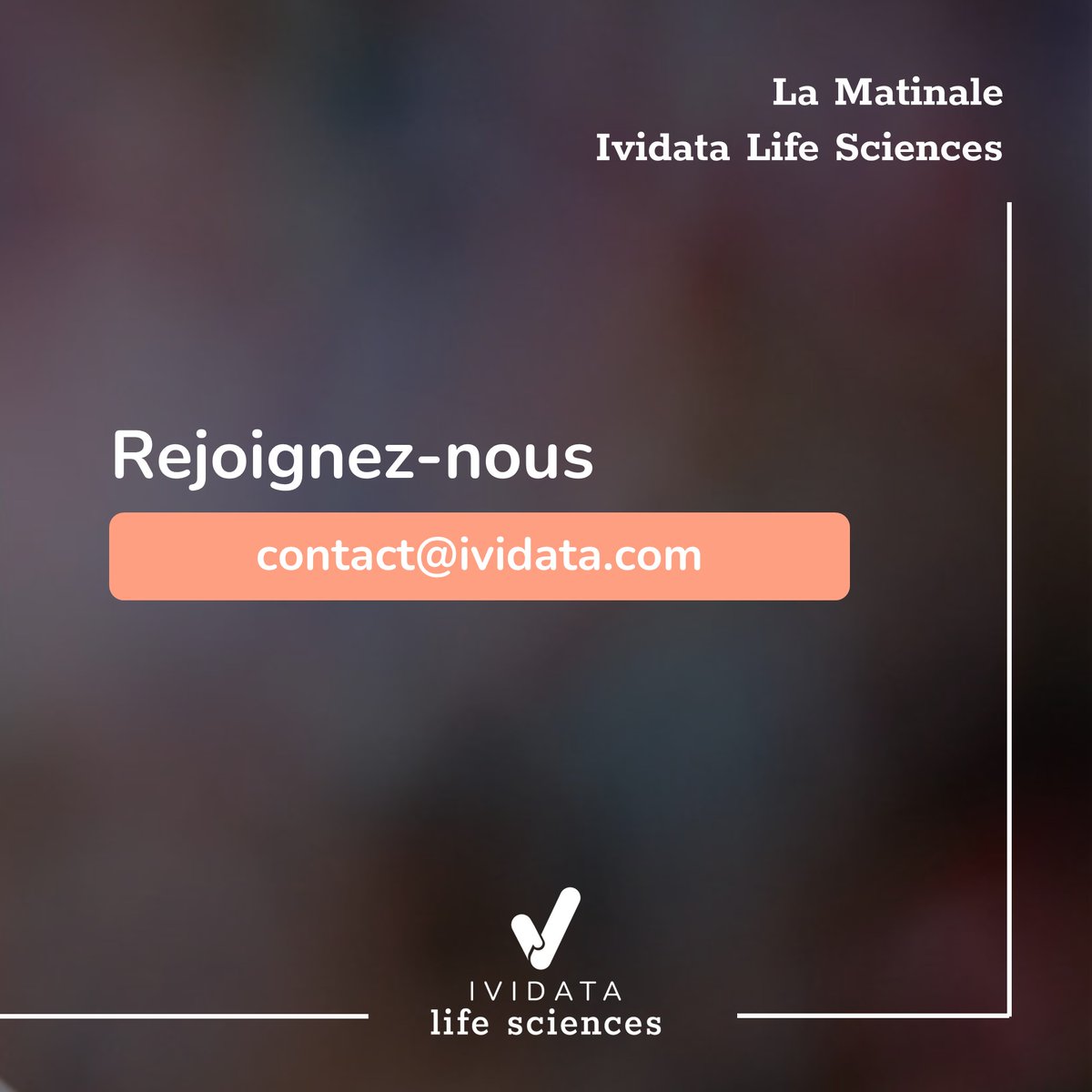 J-6 avant notre Matinale <a href="/ividata/">Ividata</a> #LifeSciences ! Lors de ce petit-déjeuner conférences, <a href="/TitiDusautoir/">Thierry Dusautoir</a> et Muriel Licour prendront la parole sur "Combiner les expertises pour garantir la réussite". Vous êtes intéressés et travaillez dans les #LifeSciences ? Contact@ividata.com
