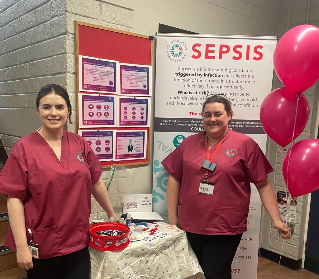 Our Infection Prevention and Control & Nurse Practice Development colleagues are creating awareness about #WorldSepsisDay. Prevention & creating awareness about recognition/treatment is key to safer patient care. @denisemmccarthy @SineadHorgan1 @BridAOSullivan @HrSswhg @mopbedd
