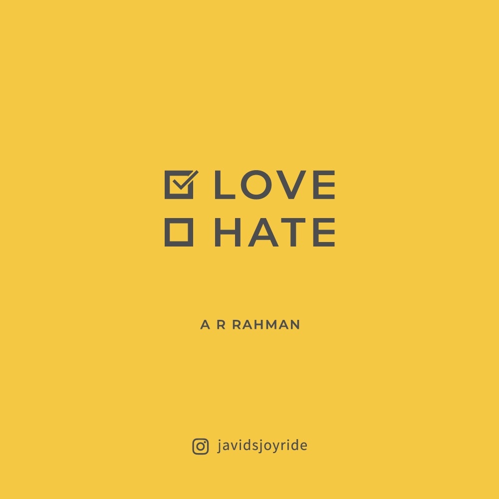 javidsjoyride's tweet photo. You chose love over hate. 
You deserve all our love! 
@arrahman 
#arrahman #ARRahmanConcert #love #peace https://t.co/opayuWlt73