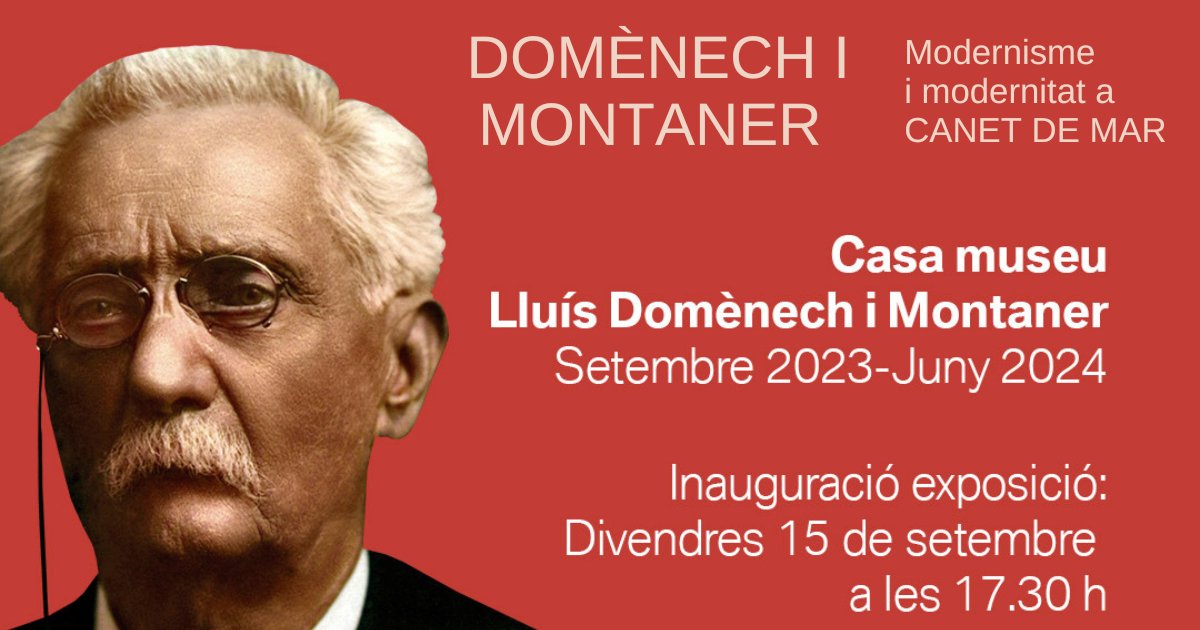 #AGENDA #CULTURA | La Casa museu presenta l'exposició "Domènech i Montaner. Modernisme i modernitat a Canet de Mar"

🗓️Inauguració, divendres 15 de setembre 
⏲️17.30 hores

La podreu veure fins al juny de 2024.

➕ℹ️ canetdemar.cat/24316