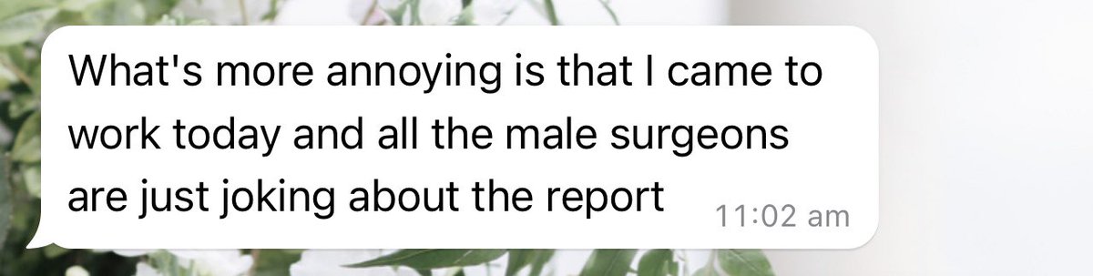 From a friend of mine who is a Core surgical trainee.

Male surgeons mocking the report that was published yesterday in the times. 

#WomenInSurgery #SexualAssault