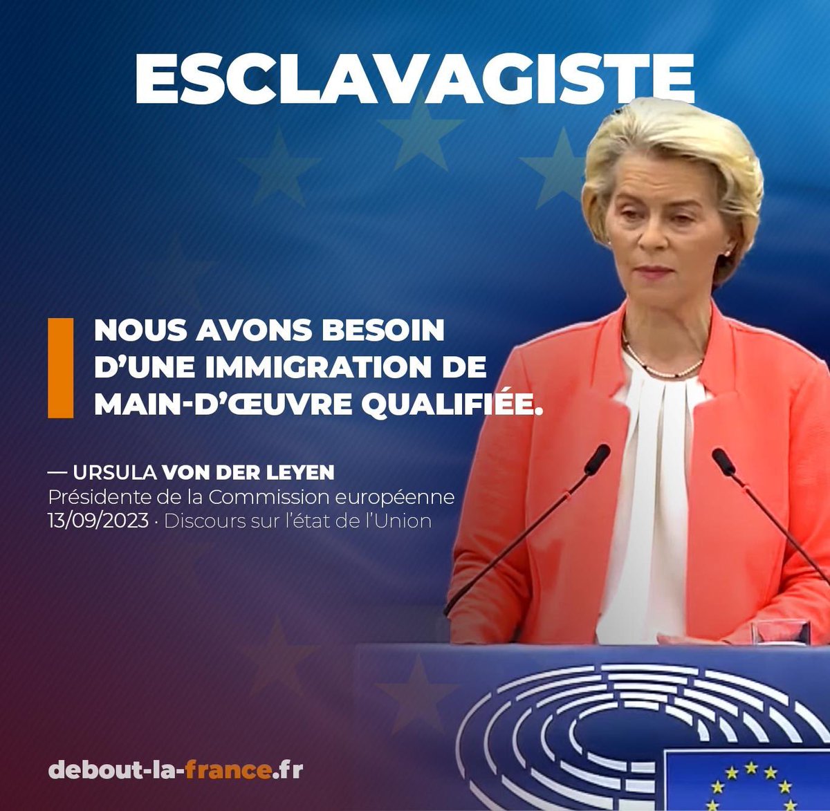 U. Von Der Leyen annonce que l'UE a des millions d'emplois qui cherchent preneurs et veut plus d'immigration, c'est une pure folie ! 
#SOTEU #SOTEU2023