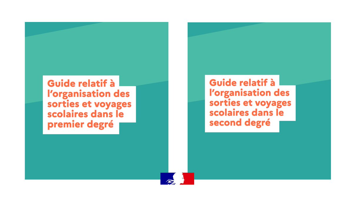 🆕 2 guides pour l’organisation des sorties et voyages scolaires accompagnent les professeurs, directeurs, chefs d’établissement et services académiques impliqués dans l’organisation de ces déplacements :

1er degré ✅ eduscol.education.fr/2268/sorties-e…

2d degré  ✅ eduscol.education.fr/2097/sorties-e…