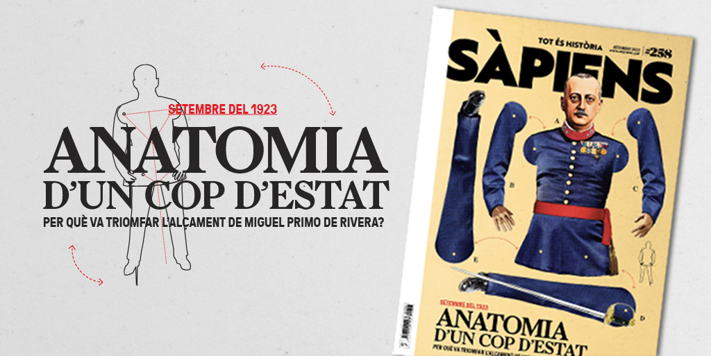 sapienscat's tweet photo. 📣 Ets #subscriptor de SÀPIENS?
🗓 El 21 de setembre organitzem una xerrada online exclusiva amb @XavierCasalsM, autor del reportatge sobre els 💯 anys del cop d'estat de Primo de Rivera.
📩 Si no has rebut el correu per inscriure-t'hi, contacta'ns a subscripcions@abacus.coop https://t.co/P9JmOSC6mQ