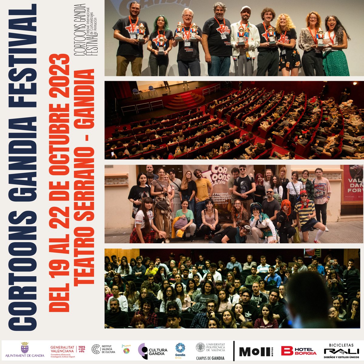 Cortoons Gandia Festival 100% animación 19/22 de octubre 2023 al Teatro Serrano cortoons.es #gandia #festival <a href="/festesdegandia/">Festes de Gandia</a> <a href="/CulturaGandia/">Cultura Gandia</a> <a href="/aj_gandia/">Ajuntament de Gandia</a> <a href="/UPVCampusGandia/">Campus de Gandia | UPV</a> <a href="/motor_moll/">Moll Motor</a>
<a href="/hotelborgia/">Hotel Borgia Gandia</a> <a href="/elius_store/">ELIUS | Tu tienda de cosas frikis y kawaii</a> <a href="/generalitat/">Generalitat</a> <a href="/turismogandia/">Turismo Gandia</a>