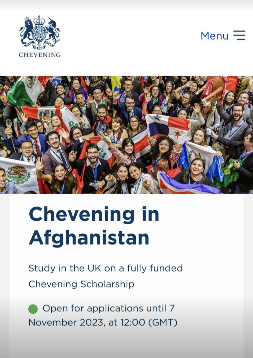 The Chevening Scholarship is now open for Afghanistan—a great opportunity for those wishing to pursue a higher degree at one of the UK's prestigious universities. Apply using the link below 👇