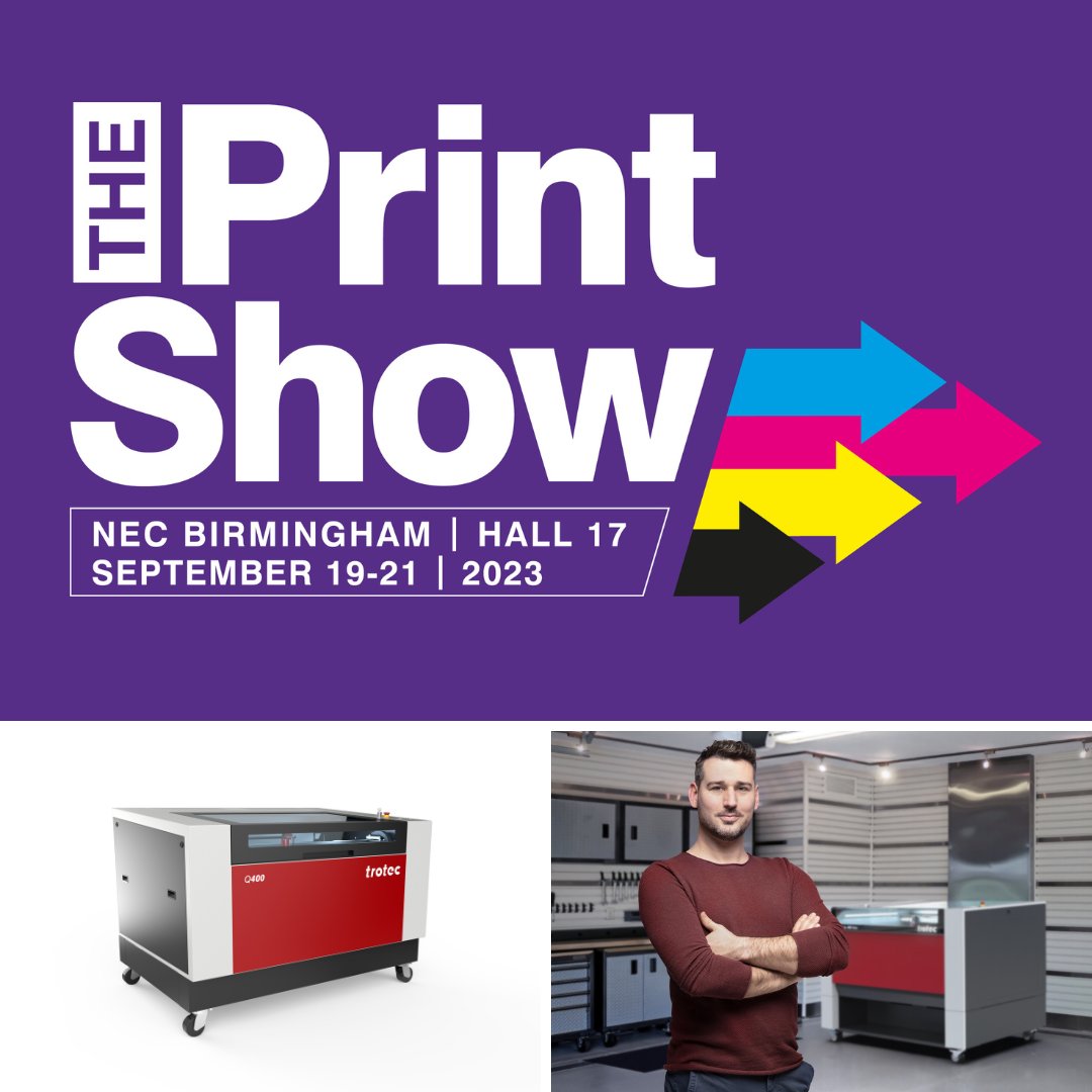 TrotecUK's tweet photo. Catch live laser engraving and cutting at @theprintshow next week! 🙌

Get your ticket to meet us on stand A40, talk to our laser and materials experts and discover leading lasers and materials 👇
https://t.co/rkYNroAMUQ

#lasercutting #laserengraving #troteclaser #theprintshow https://t.co/LuxBZ7luwR