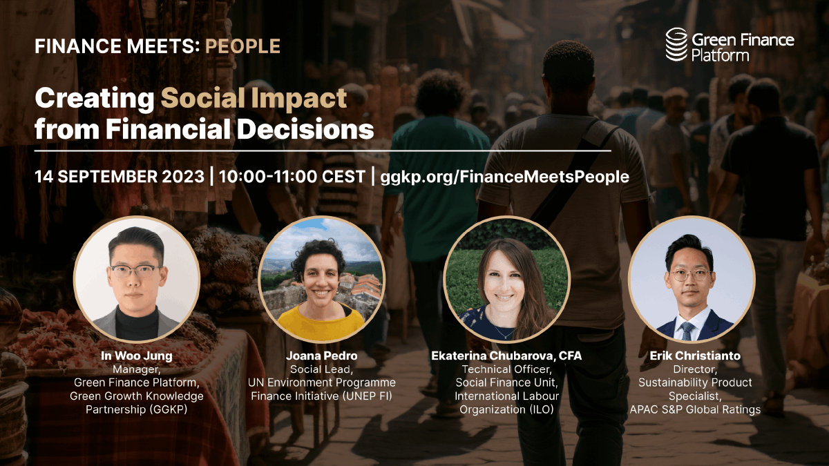 TOMORROW: “Creating Social Impact from Financial Decisions”

Join <a href="/GGKP_Finance/">Green Finance Platform</a>, Joana Pedro <a href="/UNEP_FI/">UNEP Finance Initiative (UNEP FI)</a>, Ekaterina Chubarova <a href="/ilo/">International Labour Organization</a> &amp; Erik Christianto <a href="/SPGlobalRatings/">S&P Global Ratings</a>  to discuss #social considerations in #ESG.

📅 14 September 10AM CEST

👉ggkp.org/FinanceMeetsPe…
