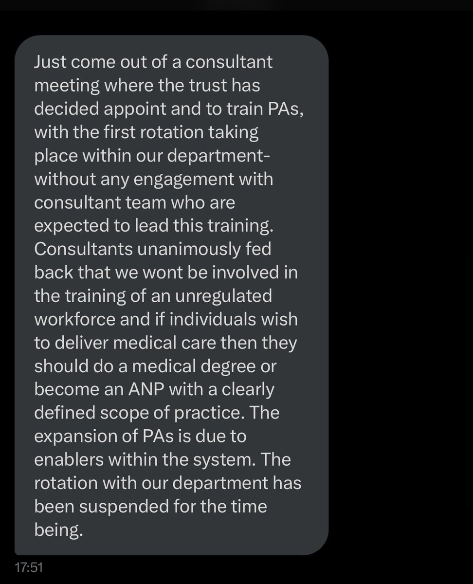 ❗️THIS❗️from a respected Consultant.

Actually there IS a choice in all of this. 

When Consultants say no, it stops. Simple.

Consultants can do as below and refuse to degrade UK medicine any further, and stand up for their trainees. 

We all need seniors like these ones ⬇️⬇️⬇️