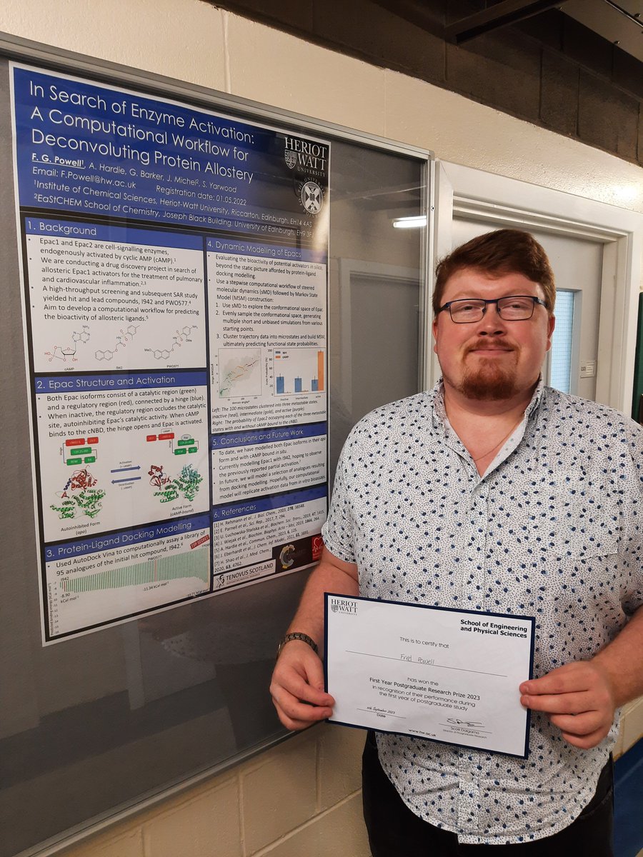 Success for the group, as Fred wins the Heriot-Watt 1st Year poster prize!