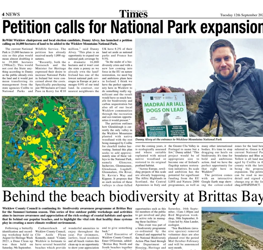 danny_alvey's tweet photo. Thanks to great coverage in this week's local papers, my petition to expand Wicklow Mountains NP is really taking off! But every single signature counts in my ambition to get this into national debate. So if you have a moment please read and sign here: https://t.co/nSIN9ZoaM5 https://t.co/Xo2Y49XErv