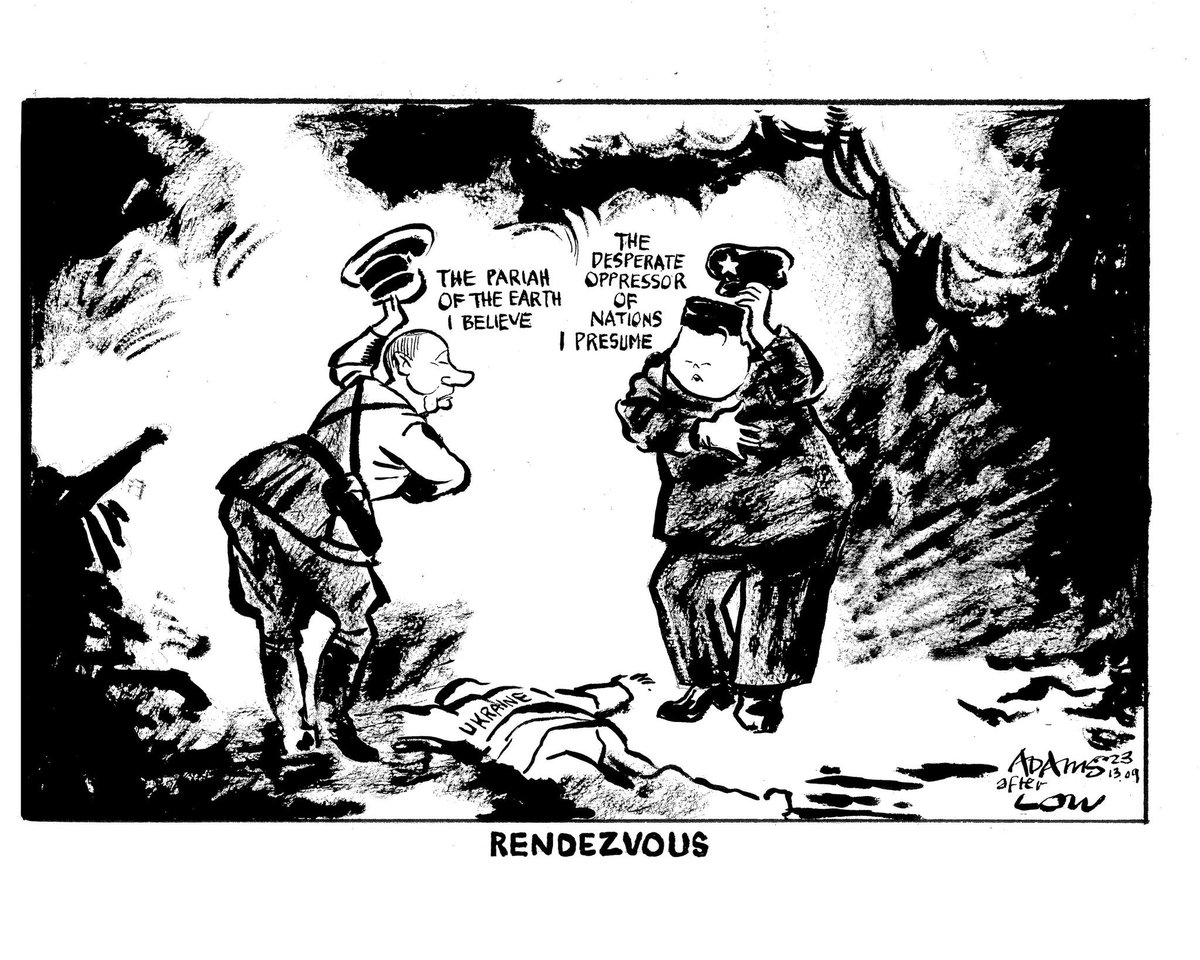Cartoon4sale's tweet photo. Christian Adams on #Putin meeting #KimJongUn after #DavidLow - political cartoon gallery in London https://t.co/dePcTdnXF6 https://t.co/r6a1GBr8XQ