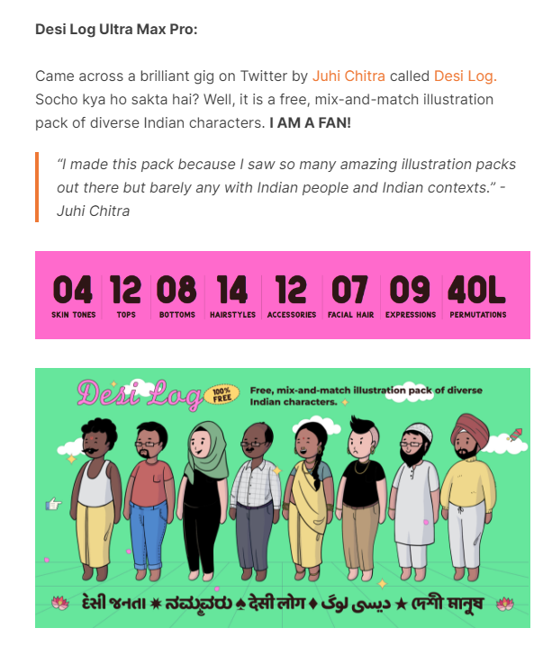 shalakulkarni's tweet image. okay, so I restarted my newsletter today and featured @JuhiChitra's Desi Log (I AM A FAN!) and @leapdotclub's event with The Zeenat Aman. 

It also covers a bit about me, why the name #WriteClick, and a few inspirations yonder...

Why don't you check it out? And subscribe? :)