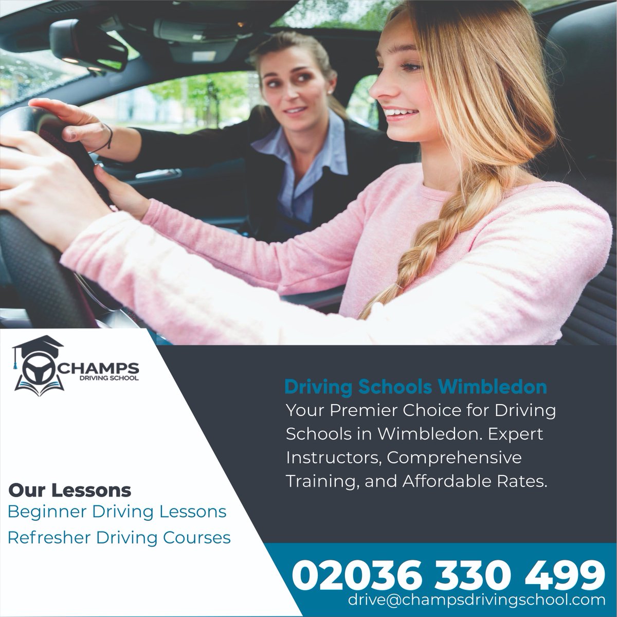 ChampDriving's tweet photo. "Your premier choice for driving schools in Wimbledon, United Kingdom. We provide expert instruction to help you become a confident and skilled driver."

https://t.co/3t1OD18Tv6
#DrivingSchoolsWimbledon
#WimbledonDrivingLessons
#LearnToDriveUK
#DrivingInstructors
#PassYourTest https://t.co/m10gVHhiwl