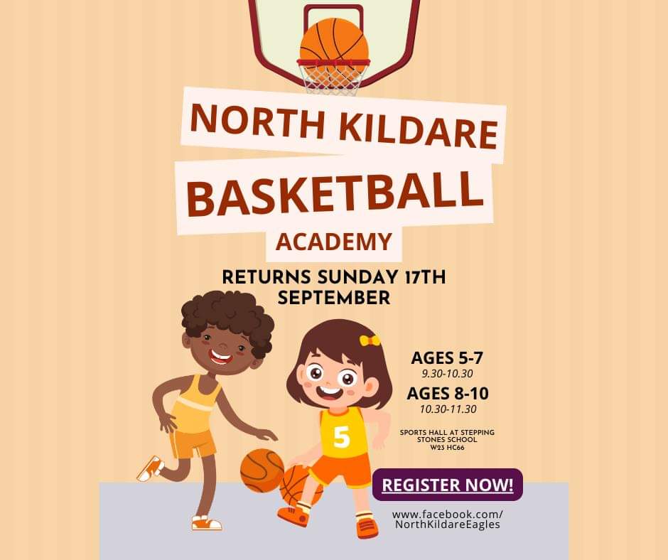 Learn to play basketball programme for children <a href="/KildareSP/">Kildare Sports Partnership</a> <a href="/BballIrl/">Basketball Ireland</a>