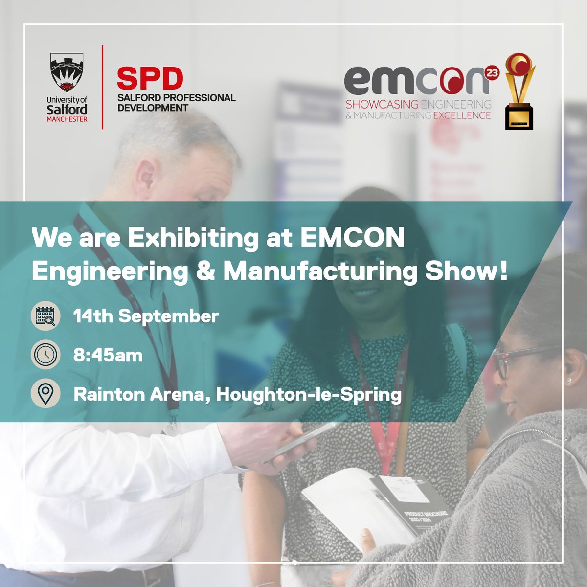 SalfordUni_SPD's tweet image. We&apos;re excited to be exhibiting at @EMCONShow Engineering &amp;amp; Manufacturing Show tomorrow at 8:45am 🙌

#ukmfg #ukengineering #northeastengland #EMCON23
