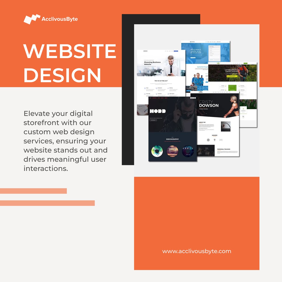 acclivousbyte's tweet photo. Raise your computerized retail facade with our custom website composition administrations, guaranteeing your site sticks out and drives significant
client collaborations.

For more Information
Visit our website:
https://t.co/hnUFyloh59

#softwarecompany #acclivousbyte https://t.co/zWQRM26p1C