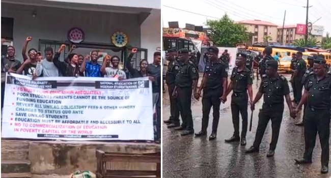 channelstv's tweet photo. Again, UNILAG Students Stage Protest Over Tuition Hike

https://t.co/hePScVwQqb https://t.co/CyDeGmrY0F
