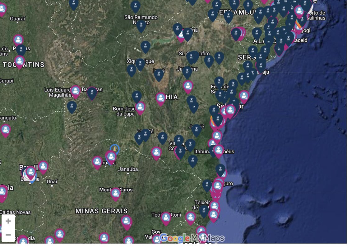 GAP_ilheus's tweet photo. Sodaque e Camila, olha que lindeza o Mapa da Bahia do movimento Limpa Brazil, com mais de 100 pontos de mutirões no World Clean Up Day que acontece no sábado.Em Ilhéus na Avenida, esperamos mais de 400 voluntários para deixar tudo limpinho para as tartarugas nascerem. #VCnoJM https://t.co/3ffPU7Dxur