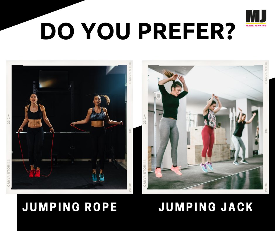 TheMarkJenkins's tweet image. Which one do you prefer, Jumping Rope or Jumping Jack? 🤔🤔
#JumpingRopeVsJumpingJacks #fitnessmotivation #markjenkinsmethod #themarkjenkins #ropechallenge #mealplan