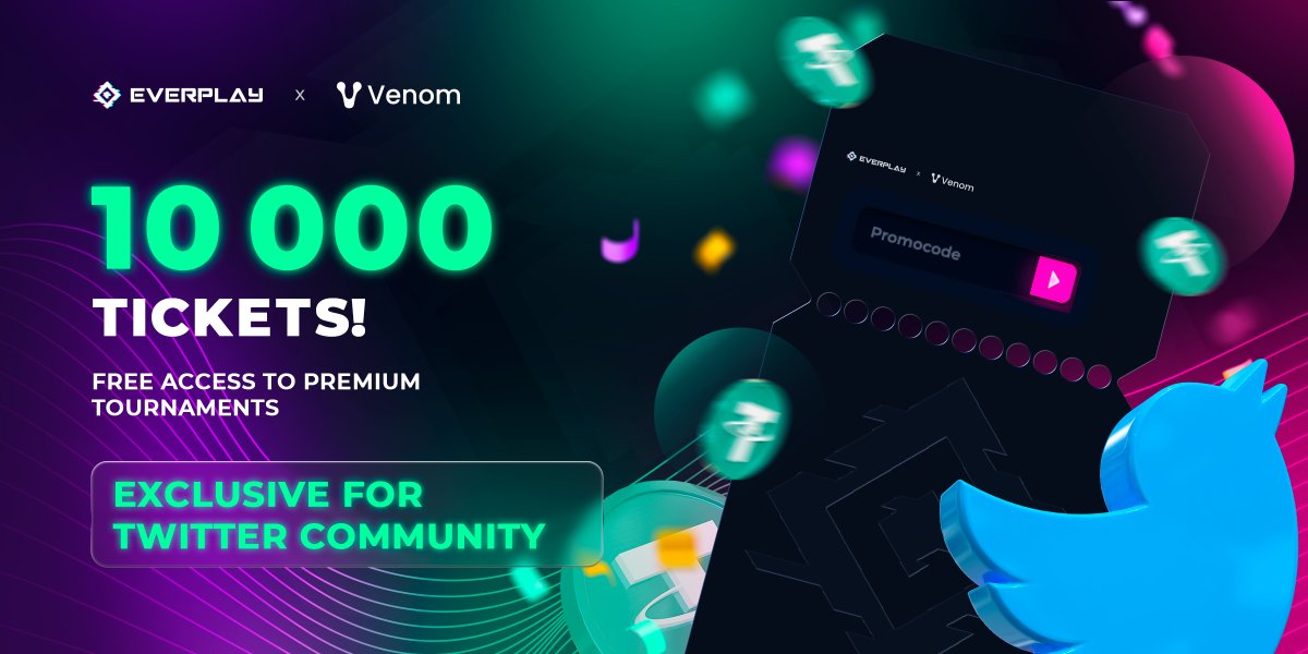 🔥 Exclusive Offer for our Twitter Community to Celebrate the Venom Testnet Launch! 🔥

We're giving away 10,000 tickets for free access to premium tournaments exclusively to our Twitter followers!

1️⃣ Follow <a href="/everplaygg/">EVERPLAY</a>
2️⃣ Like&amp;RT this post
3️⃣ Tag 3 friends

Stay tuned for