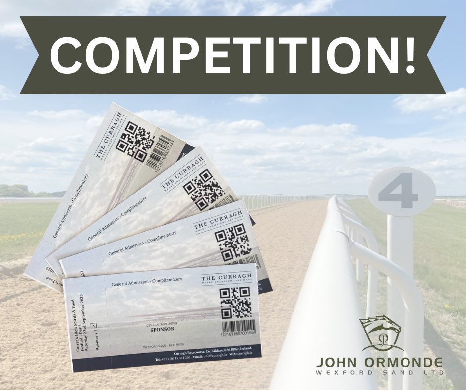 Win 4 tickets to The Curragh Racecourse Saturday September 23rd! 

To enter: 
Follow us 👍🏼
Retweet 🐥

To triple your chances of winning check out our instagram and Facebook enter there! 

Winner will be announced this Friday September 15th

#johnormondewexfordsand