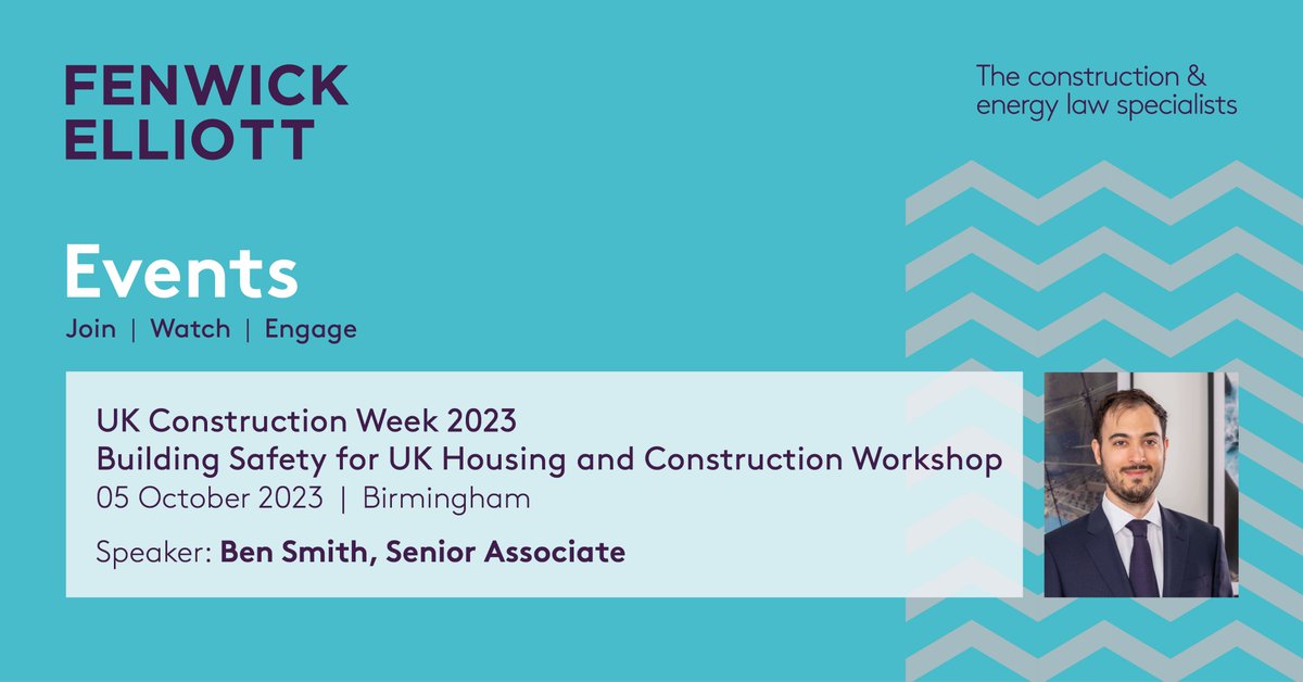 Senior Associate Ben Smith will join the Building Safety workshop series as part of @UK_CW in Birmingham to discuss the latest updates regarding the Building Safety Act and its implications for construction. More info: ukconstructionweek.com/ukcw-birmingha… #ukconstruction #constructionlaw