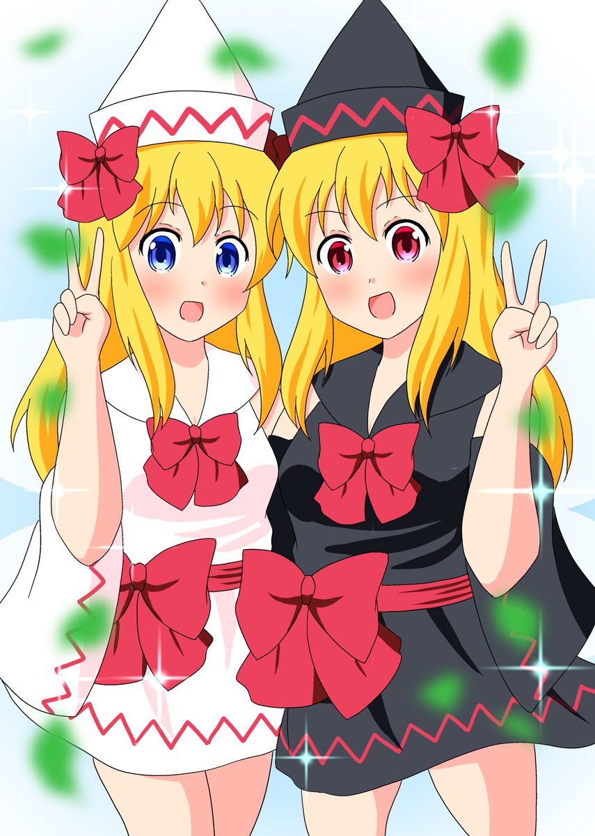 東方「まだまだ昼は暑いですね。 夏服でリリーホワイトとリリーブラックです。 #リリーホ」|卯月甲斐🌸春例大祭え54aのイラスト