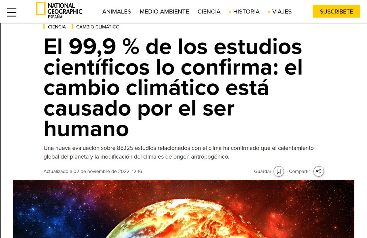 MiguelPuga44's tweet photo. 🔴 Es posible que hayáis leído que "el 99,9% de los estudios científicos confirman que el cambio climático está causado por el hombre", una cifra muy redonda y muy impactante, ¿no? 

Veamos si es tan cierto esto que nos cuentan 👇
1/7 https://t.co/bORMFxgbFC