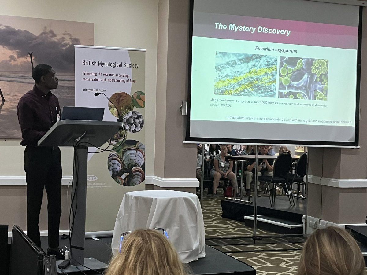 JuwonAfolayan's tweet image. A pleasure to have my second presentation of research at the British Mycology Conference! Fantastic feedbacks from the audience and grateful for the support of Distinguished Professor Perry. 🌿🌱 #BMSConference #Mycology #PhDResearch #Gratitude #BMS2023