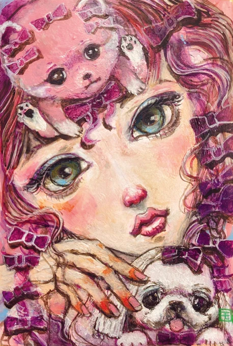 人物と犬を描いてます。