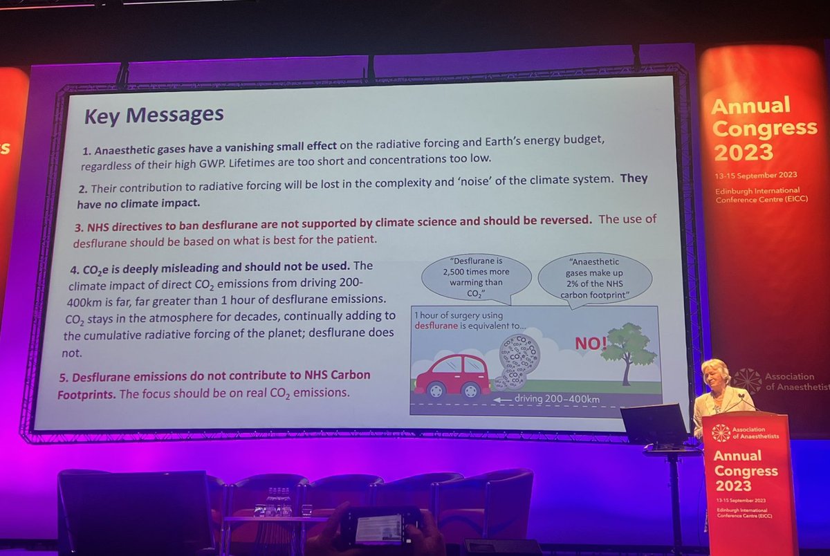 Prof Dame Julia Slingo OBD climate scientist:

'The directive to ban desflurane is not supported by climate science and should be reversed.'

#AC2023
