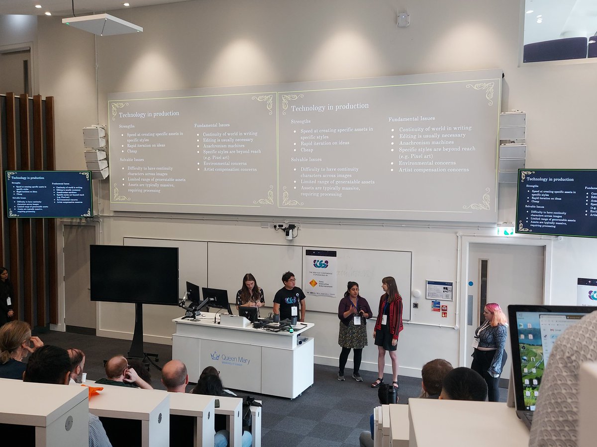 Great talk on the use of generative tools in game jam development by <a href="/AmysImaginarium/">Amy Smith</a> @saharmirhadi <a href="/florencesn/">Florence Smith Nicholls</a> <a href="/thaicharoens/">Sunny ☀️🎢</a> <a href="/CallumDeery2/">Callum Deery</a> at @iGGiCON2023