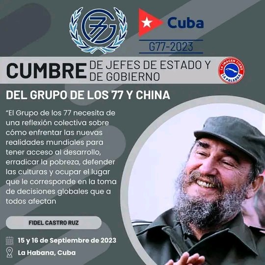 Nuestro invicto Comandante en Jefe #Fidel  estará presente en la #CumbreG77 #CubaG77 #CubaPorLaVida