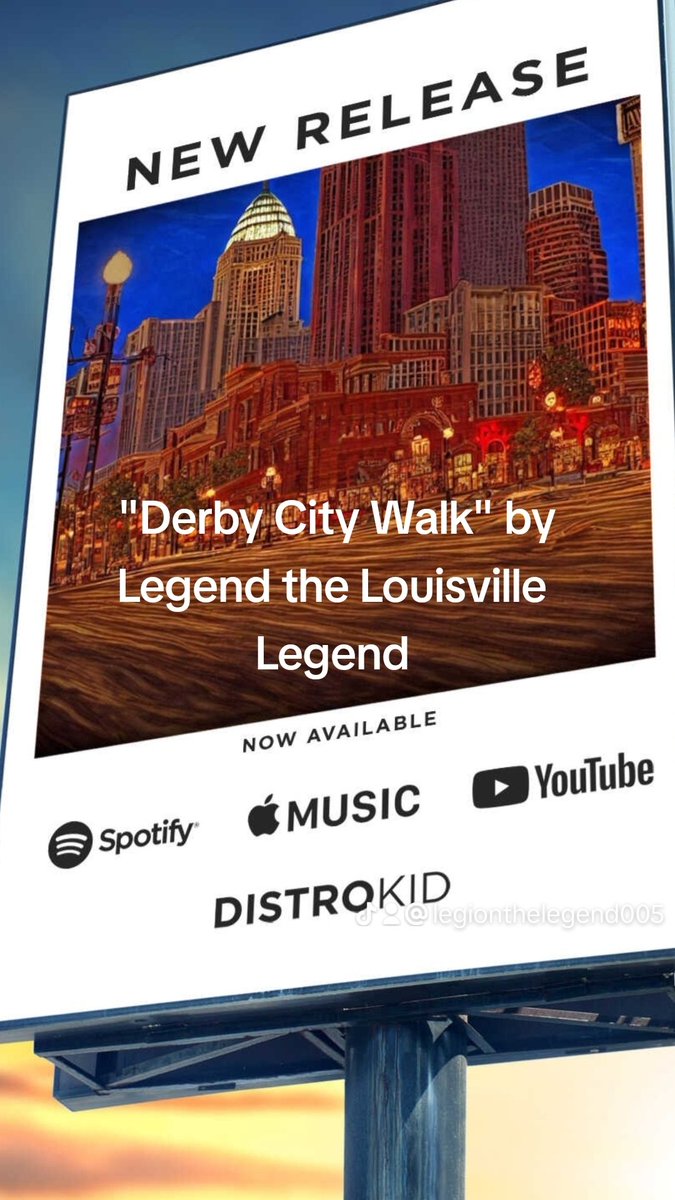 Derby City Walk' out now!!!

#BeLegendary #derbycity #derbycitywalk #legionthelegend #newmusic #distrokid #distrokidmusic #DistroKidArtist #louisville #Kentucky #hiphop #hiphopmusic