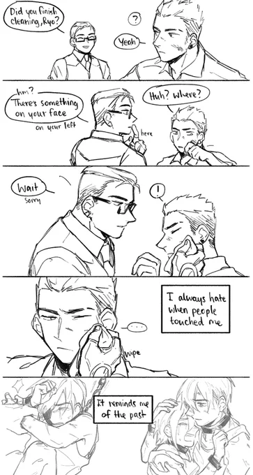 (Sketch) Aside from his family, Chamber was the one whom Yoru enjoyed being with. So, Yoru tried to understand and learn more about him. But it's so hard to know what's he thinking or feeling. He wanted to trust him…but somehow it's felt like he couldn't reach this guy.

#yomber 