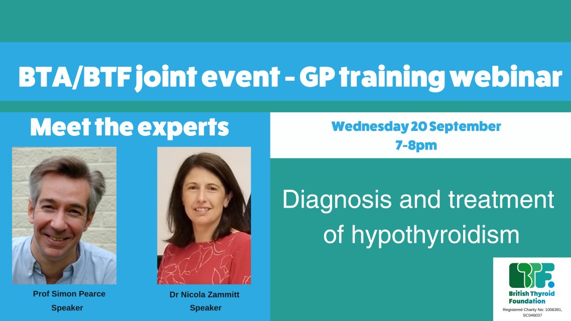 britishthyroid's tweet photo. Just one week until our online GP training event on the management of hypothyroidism.
Register free-of-charge ⤵️
https://t.co/LJ630mNzvY
#hypothyroidism #HashimotosDisease @NZammitt @simonhspearce  @sfinnikin https://t.co/TjBzAzDWJ1