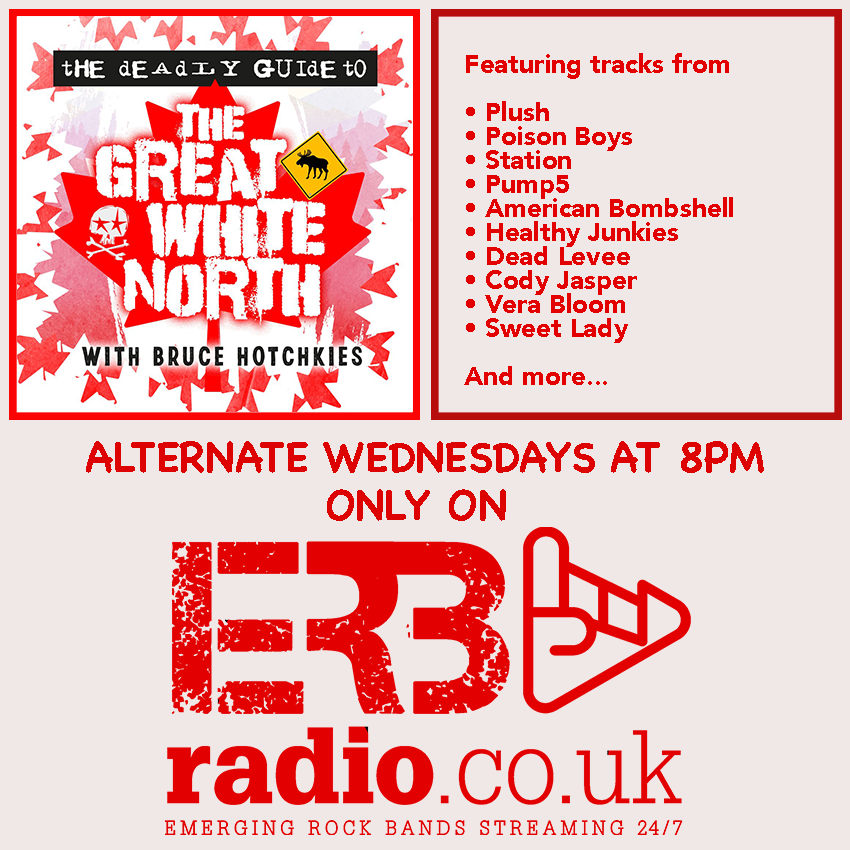 #TheDeadlyGuideToTheGreatWhiteNorth is back tonight at 8pm. This week, Bruce brings you tracks from @plushrocks | @stationnyc | @Pump5 | <a href="/am_bombshell/">American Bombshell</a> | <a href="/HealthyJunkies/">Healthy Junkies</a> | <a href="/DeadLevee/">Official Dead Levee</a> | <a href="/therecordcomp/">The Record Company</a> | <a href="/CodyJasper/">Cody Jasper</a> | <a href="/verabloombaby/">vera bloom</a> | <a href="/jasonmcmaster/">Jason McMaster</a>...