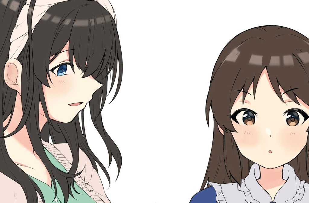 sagisawa fumika ,tachibana arisu 2girls multiple girls blue eyes long hair black hair white background hairband  illustration images