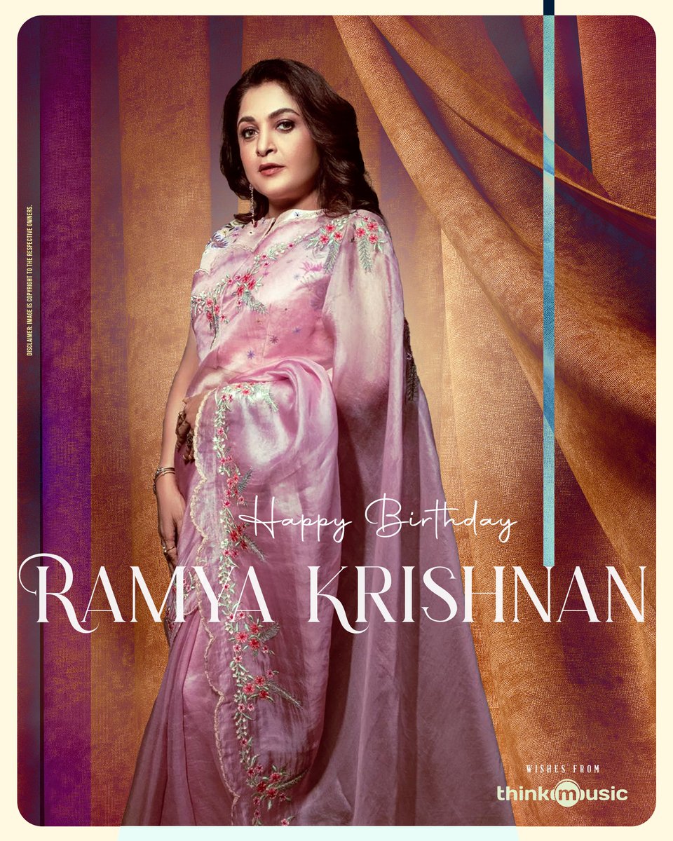 thinkmusicindia's tweet photo. Wishing the versatile and iconic Ramya Krishnan a very Happy Birthday! @meramyakrishnan🎂❤️ 

#HBDRamyaKrishnan #ThinkMusic https://t.co/TETWfdcmld