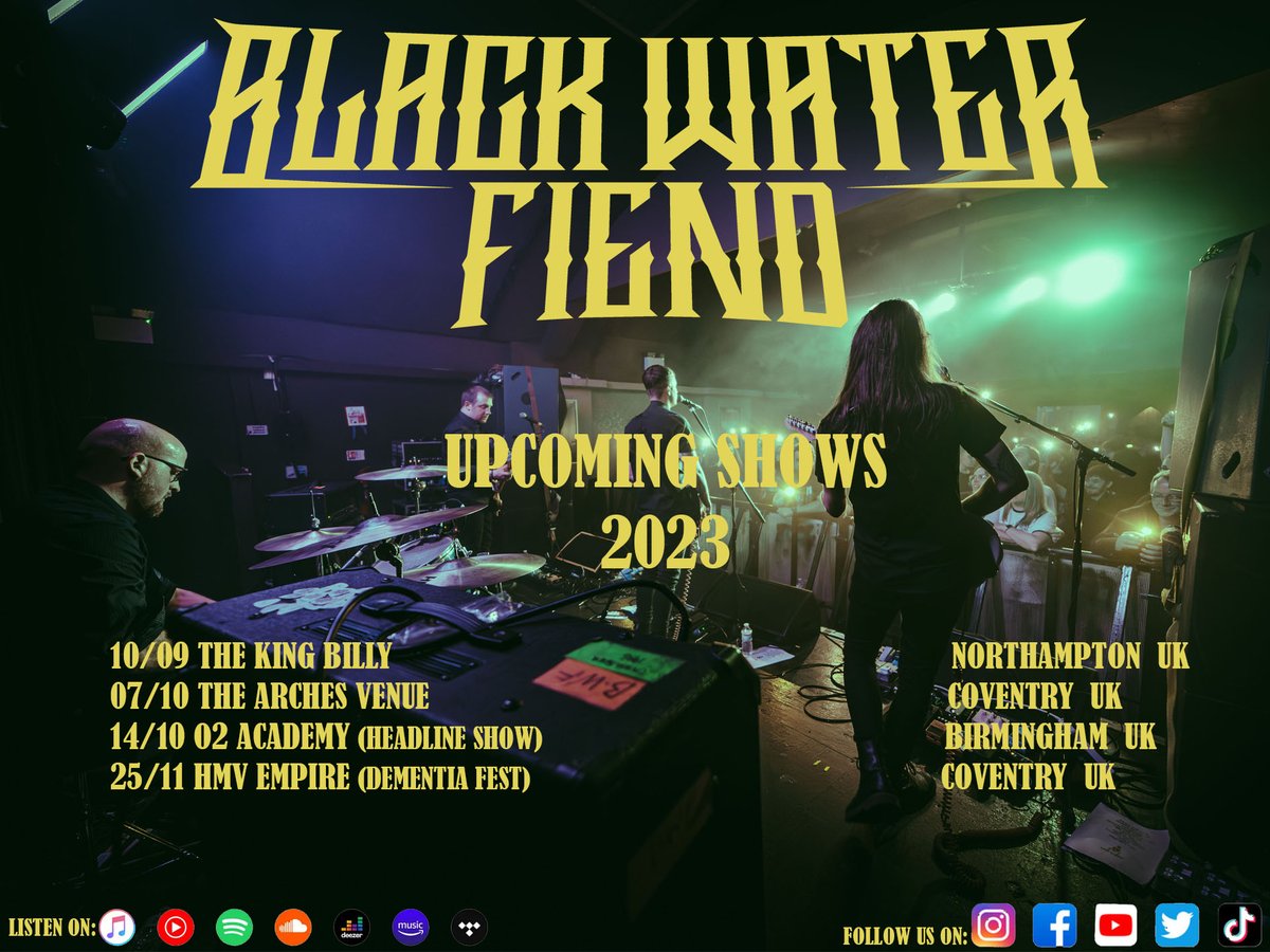 Black Water Fiend (@blackwaterfiend) on Twitter photo Just a little reminder of some of the gigs we have coming up including our headline show at the <a href="/O2AcademyBham/">O2 Academy Birmingham</a> on the 14th October 🤘🔥 Just a little reminder of some of the gigs we have coming up including our headline show at the <a href="/O2AcademyBham/">O2 Academy Birmingham</a> on the 14th October 🤘🔥