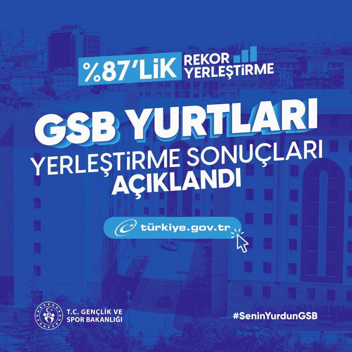 gencliksporbak's tweet photo. 📣GSB Yurtları YERLEŞTİRME SONUÇLARINIZ açıklandı!

Linki buraya bıraktık👇🏻
🔗https://t.co/MyDwjTyQ1p

#SeninYurdunGSB https://t.co/kpIov6E8Pu
