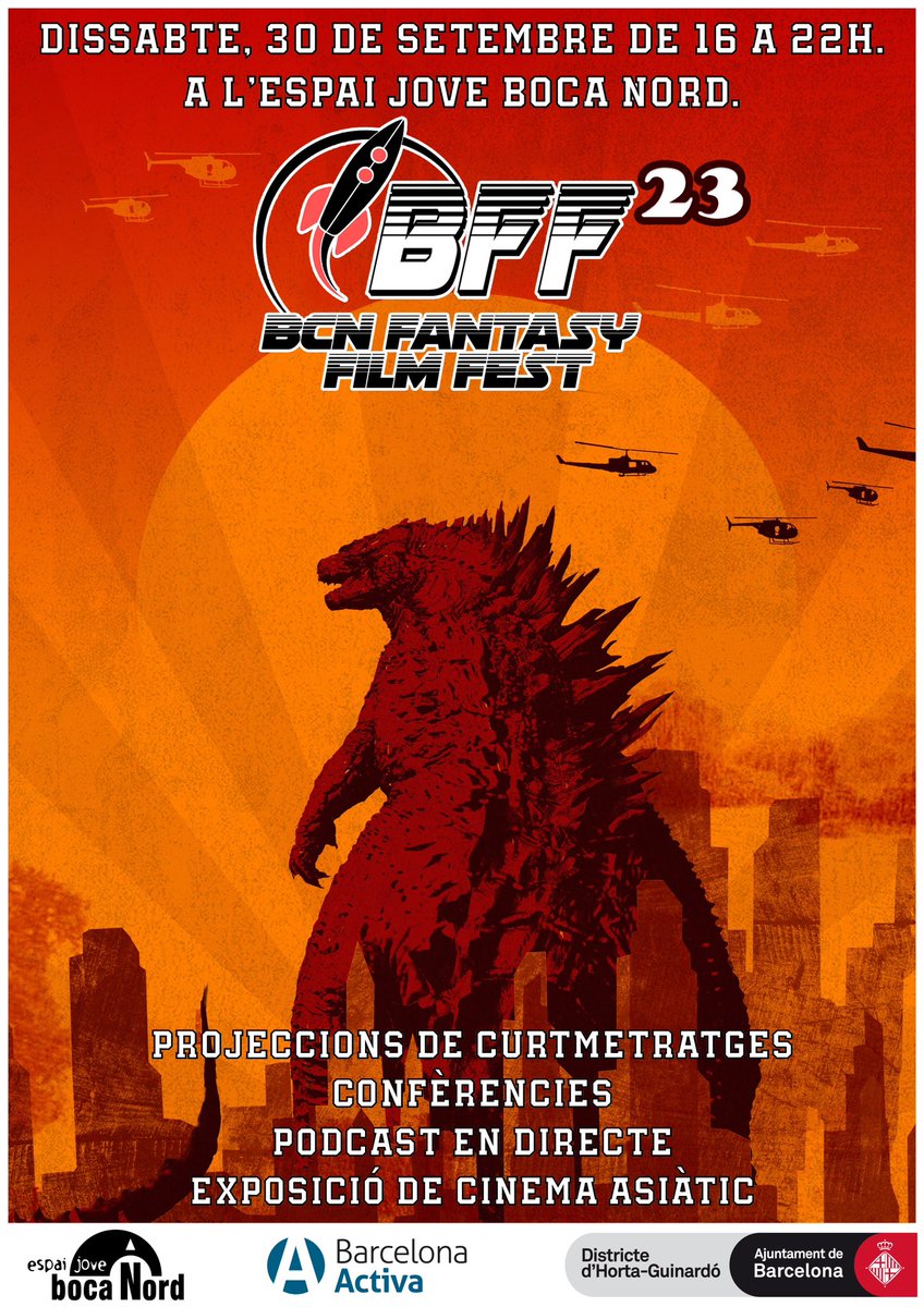Si ets amant del cinema, tens una cita amb qui vulguis venir a la primera data del BCN FANTASY FILM FEST, el 30 de setembre a Boca Nord.

Projectarem curtmetratges, una xerrada amb una persona del sector, farem un podcast en viu, una expo de temàtica de cine asiàtic!