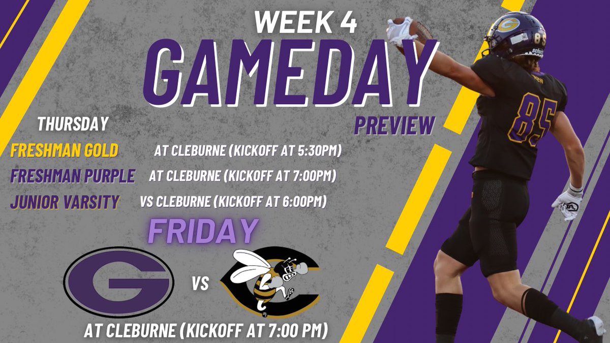 GranburyFB's tweet photo. Week 4 lineup. 🏴‍☠️vs🐝 #PirateFootball #W2W https://t.co/NR814PpW7Q