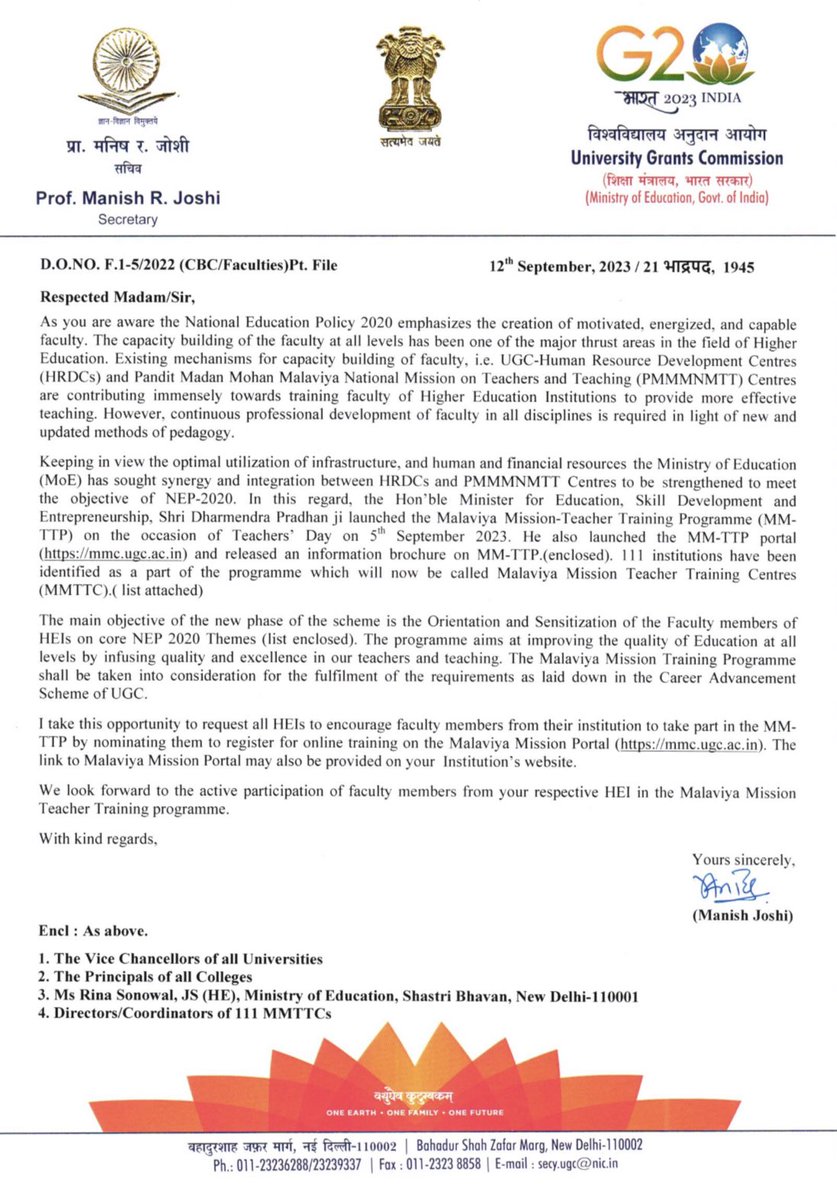 Read UGC Letter on Malaviya Mission Teachers’ Training Programme

ugc.gov.in/pdfnews/345342…

Visit: mmc.ugc.ac.in

#MalaviyaMission #TeachersTraining