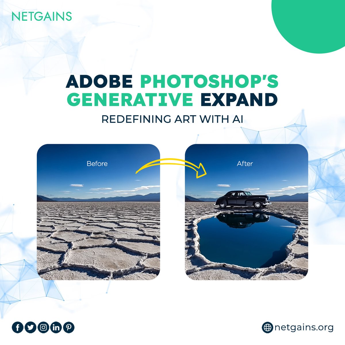 Netgains_'s tweet image. ADOBE PHOTOSHOP continues to innovate in the digital imaging domain, launching its new AI-powered feature, Generative Expand. For More News and articles Stay tuned to Netgains!!
Connect at netgains.org

#netgains #adobephotoshop #graphics #imagesediting