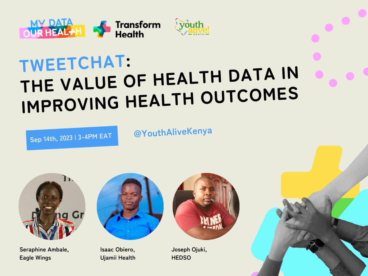 Join us tomorrow at 3 PM EAT to discuss the value of health data in improving health outcomes live on Twitter (X) @youthalivekenya. We will be joined by experts to explore this important topic. @KancoKE Join the movement bit.ly/mydataourhealth #MyDataOurHealth #WeAreYouthAlive