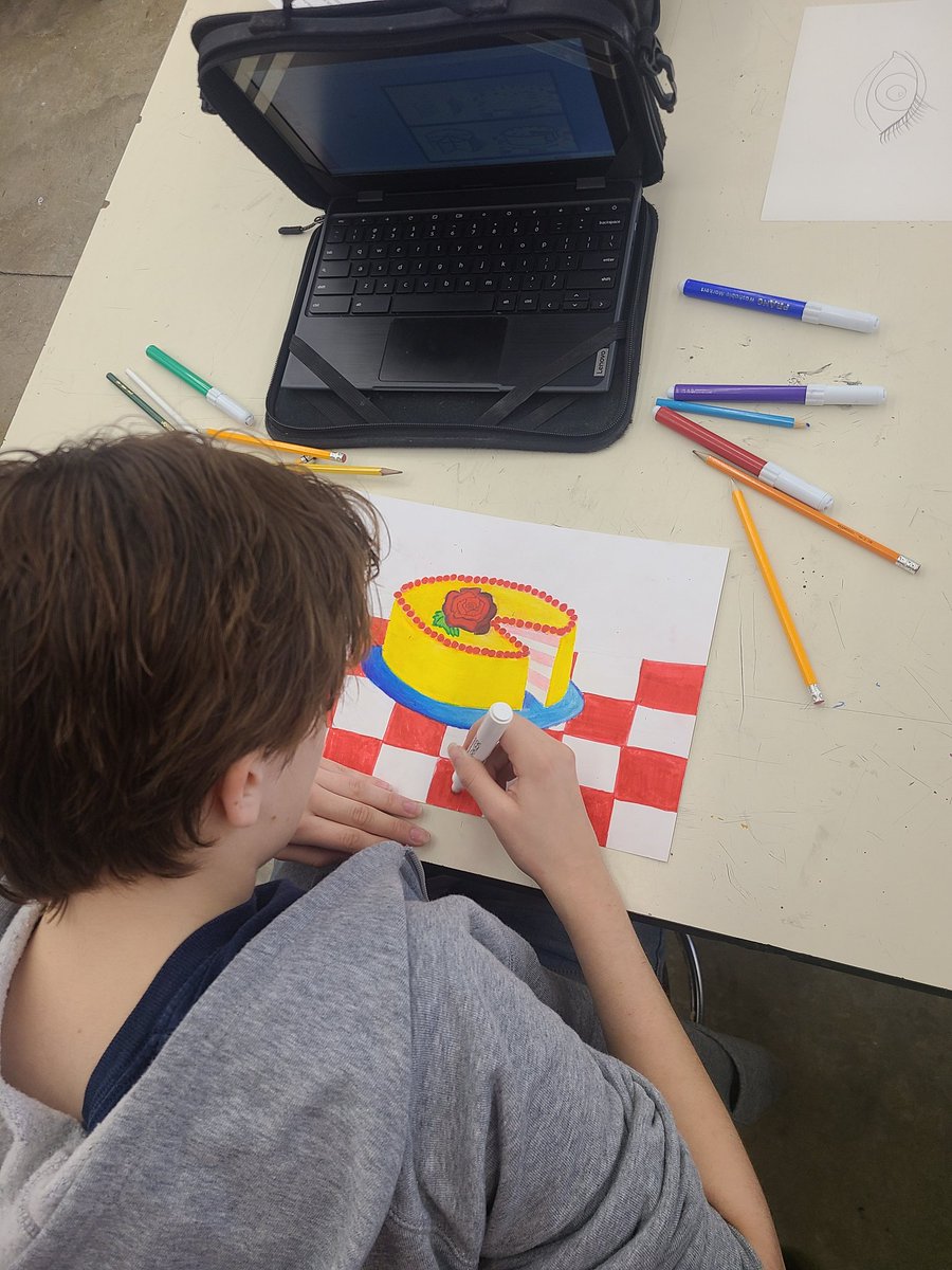 rondeaneArt's tweet photo. Our #RHS #art students are creating some awesome drawings and paintings during our #adv2d #intro2d #painting and #drawing classes. We're working on rendering techniques, and utilizing paint washes to establish value ranges in landscape painting. #weRcreative @LearnatRHS #ALLIN https://t.co/g66aseYOgE