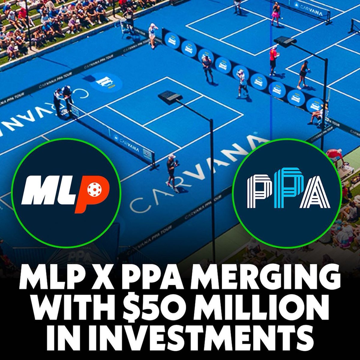 @ballplayers (@atballplayers) on Twitter photo Pickleball's Biggest Merger 🥒🎾
<a href="/MajorLeaguePB/">Major League Pickleball</a> and the <a href="/PPAtour/">Carvana PPA Tour</a> announced today that they are merging into one unified pickleball organization
The deal is backed by a $50 Million investment led by SC Holdings Pickleball's Biggest Merger 🥒🎾
<a href="/MajorLeaguePB/">Major League Pickleball</a> and the <a href="/PPAtour/">Carvana PPA Tour</a> announced today that they are merging into one unified pickleball organization
The deal is backed by a $50 Million investment led by SC Holdings