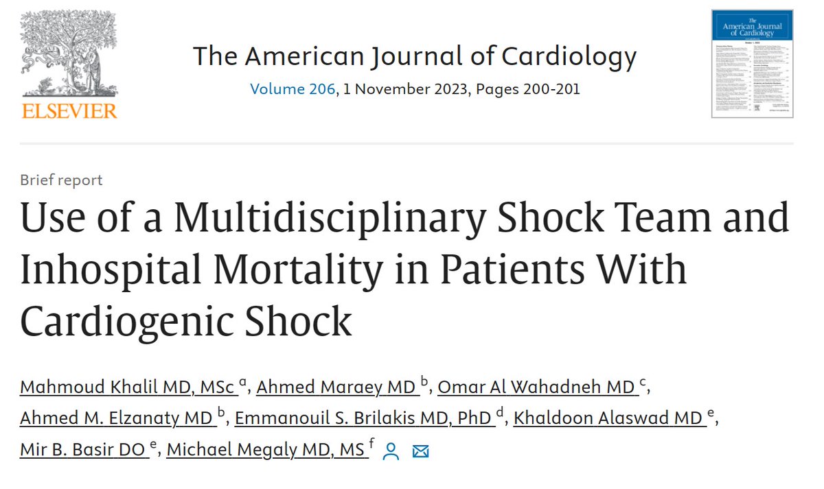 Ahmed Maraey, MD (@ahmedmaraeymd) on Twitter photo Check our latest report <a href="/AmJCardio/">American Journal of Cardiology</a>
Meta-Analysis of 6 studies and 2,091 cardiogenic shock patients led by <a href="/MahmoudKhalilmd/">Mahmoud Khalil MD, Msc</a>.
Multidisciplinary shock team โก๏ธ Lower in-hospitalโ ๏ธ.
Thanks to <a href="/MichaelMegalyMD/">Michael Megaly</a> <a href="/Babar_Basir/">Babar Basir</a> <a href="/KAlaswadMD/">Khaldoon Alaswad MD</a> <a href="/esbrilakis/">Emmanouil Brilakis</a> <a href="/AhmedElzanatyMD/">Ahmed M. Elzanaty</a>
#CardioTwitter Check our latest report <a href="/AmJCardio/">American Journal of Cardiology</a>
Meta-Analysis of 6 studies and 2,091 cardiogenic shock patients led by <a href="/MahmoudKhalilmd/">Mahmoud Khalil MD, Msc</a>.
Multidisciplinary shock team โก๏ธ Lower in-hospitalโ ๏ธ.
Thanks to <a href="/MichaelMegalyMD/">Michael Megaly</a> <a href="/Babar_Basir/">Babar Basir</a> <a href="/KAlaswadMD/">Khaldoon Alaswad MD</a> <a href="/esbrilakis/">Emmanouil Brilakis</a> <a href="/AhmedElzanatyMD/">Ahmed M. Elzanaty</a>
#CardioTwitter